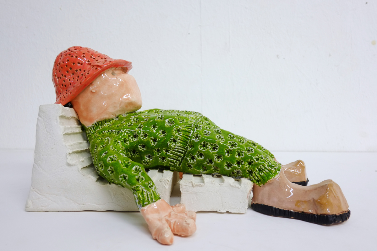 exhausted rapper ceramic sculpture